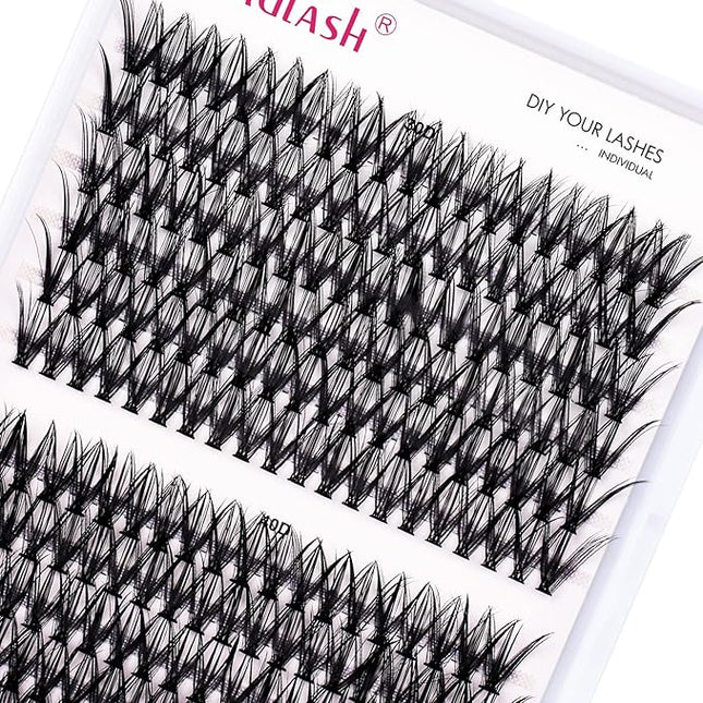 Individual Lashes 240pcs Cluster Lashes 30D+40D DIY Eyelash Extension D Curl 0.07 Natural Individual Lash Extensions False Eyelashes at Home (30D+40D-0.07D, 14mm)