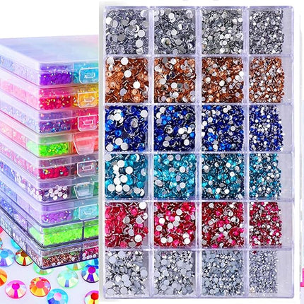 18000PCS Mixed Size 2-5MM Jelly AB Resin Rhinestones With Tools for Tumblers, Clothing Decor, Nail Art Gem Crafts - Colorful Flatback Strass Glitter Crystal