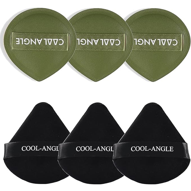 6Pack Makeup Sponge and Powder Puff Set with Blender Sponge for Liquid Foundation Concealer and BB Cream, Triangle Powder Puff for Loose Powder Setting and Oil Control