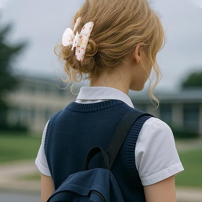 2025 Sister Birthday Gifts for Women - Initial Cherry Hair Clip, Elegant Personalized Letter Gift Wedding Bridesmaid Birthday Gifts for Sister, Cherry Print Hair Accessories, Letter S