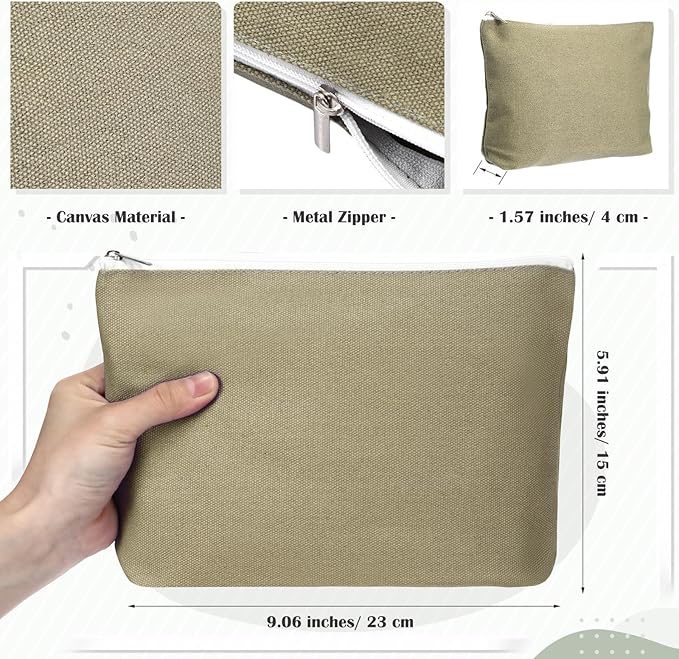 Reginary 10 Pcs Canvas Makeup Bags Bulk for Women Blank DIY Pencil Pouch Travel Toiletry Cosmetics Bags Gift for Christmas Breast Cancer Awareness Thanksgiving Wedding Nurses Teacher(Pastel Color)