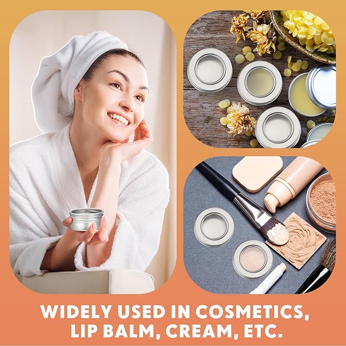 Zubebe 50 Pcs Aluminum Tin Jar Refillable Containers Clear Top Screw Lid Round Tin Container Bottle for Cosmetic, Cream, Diamond Painting, Salves, Balms, Lip Balm, Spices or Others, Silver (1 oz)