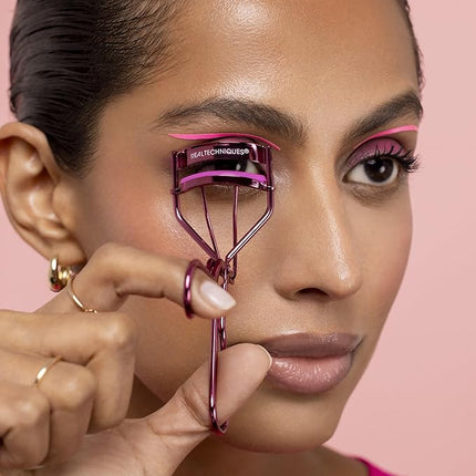 Real Techniques Double Time Brush + Lash 4 Piece Set, Dual-Ended Eye Makeup Brushes For Eyeshadow & Brows, Travel-Friendly Brush Caps For Storage, Eyelash Curler Included, Cruelty-Free