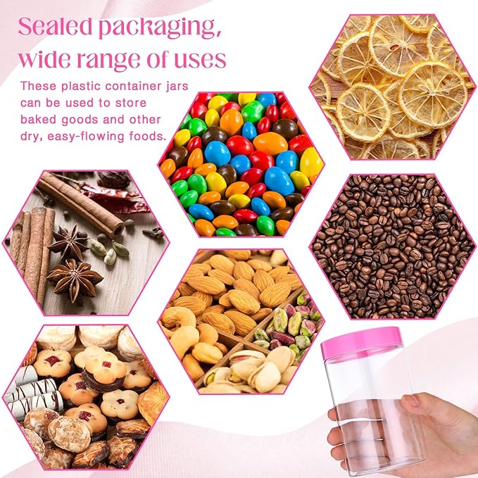 Patelai 4 Pieces Round Wide-mouth Leak Proof Plastic Container Jars with Lids for Travel Storage Makeup Beauty Products Face Creams Oils Salves Ointments DIY Making(12 Ounce,Pink)