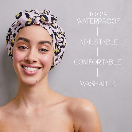 GRACE & COMPANY Luxury Shower Cap For Women - 100% Waterproof, Reusable, Washable & Breathable Shower Caps - Lucie(Bag Packaging)