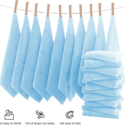MOONQUEEN Ultra Soft Premium Washcloths Set - 12 x 12 inches - 24 Pack - Quick Drying - Highly Absorbent Coral Velvet Bathroom Wash Clothes - Use as Bath, Spa, Facial, Fingertip Towel (Aquamarine)