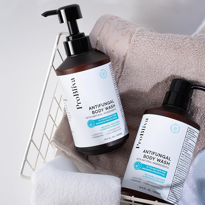 Antifungal Body Wash Treatment Soap – Antibacterial Wash for Jock Itch, Ringworm, Back Acne, Tinea & Foot Odor – Medicated Skin Relief Cleanser Gel with Tea Tree Oil & Tolnaftate for Men and Women