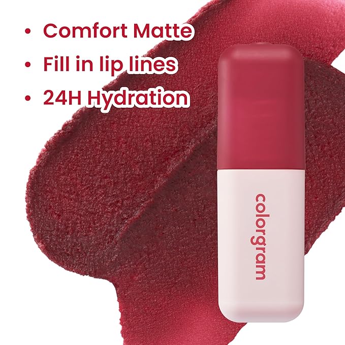 COLORGRAM NUDE BLUR TINT 04 CORAL LIT | Soft Velvet Matte Lip Stain & Cheek Tint | Lightweight Blurring Tint for a Smooth & Airbrushed Finish | 24H Hydration, Long-Lasting & Non-Sticky Formula