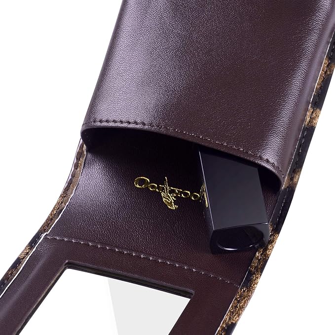 Cockatoo Leather Lipstick Case with Mirror Makeup Holder Portable Small Cosmetic Bag for Women More Colors