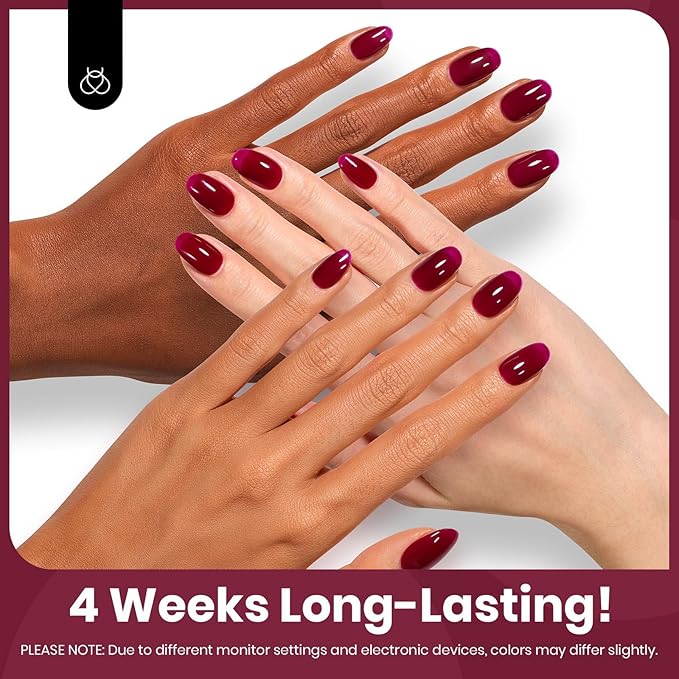 Beetles Dark Red Gel Nail Polish - 15ML Maroon Red Translucent Sheer Jelly Nail Polish Soak Off UV Lamp Colorful Bottle Gel Nail Art Salon DIY Home Manicure Gift for Women