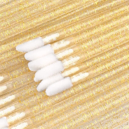 100PCS Glitter Crystal Lip Brush, Disposable Lip Brushes Lip Gloss Applicators Lipstick Gloss Wands Applicator Perfect Makeup Tool Kits (Gold)