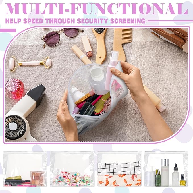 Xuniea 100 Pcs Mini Clear Makeup Bag PVC Small Travel Toiletry Organizer Pouches Bulk Waterproof Transparent Plastic Cosmetic Bag with Zipper for Women Men Travel(7.9'')