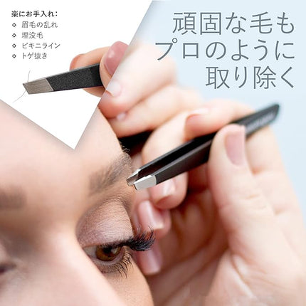 Tweezer Guru Ingrown Hair Tweezers - Pointed Precision Tweezers for Eyebrows & Ingrown Hair Removal - Blackhead and Splinter Tweezer with Sharp Needle Nose Point (2 Piece Set, Pink (Point+Slant))