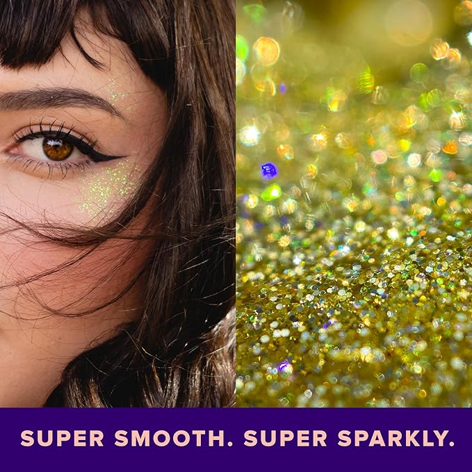 UNICORN SNOT Holographic Face Glitter & Body Glitter Gel: Glitter Makeup, Hair Glitter, Festival Rave and Anime Cosplay, Halloween Costume Makeup - Vegan & Cruelty Free, 1.7 oz Gold Glitter (Bling)