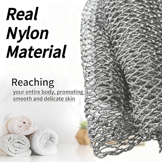 African Net Sponge Authentic, African Exfoliating Sponge Real African Net Black Owned, African Bath Sponge Back Scrubber, Body Exfoliator Shower Bath Accessories (Grey)