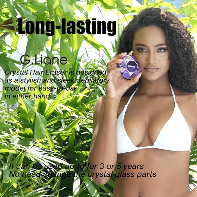 Crystal Hair Eraser,Painless Nano Hair Remover Exfoliation,Gentle and Efficient Glass Hair Removal Device Without Waxing,Natural Epilator for Women and Men(Violet)