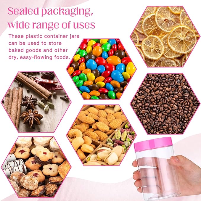 SATINIOR 100 Pcs Plastic Jars with Lids Small Containers Lids Wide Mouth Small Plastic Containers for Lotion Cream Rhinestones Body Butters Travel Storage(10 oz, Pink)