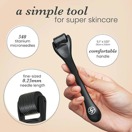 Roller for Face, Beard, Hair - Skincare for Men and Women (Shiny Black)