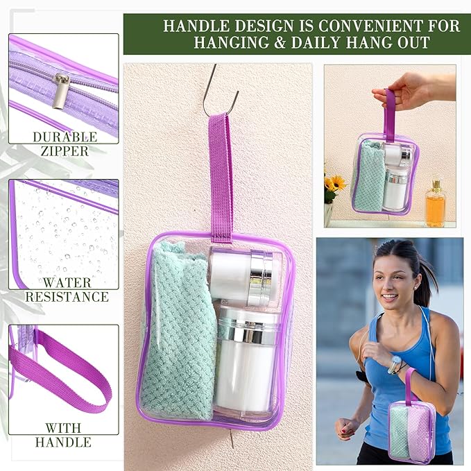 Silkfly Clear Toiletry Bag PVC Travel Cosmetic Bag with Handle Strap Makeup Pouch with Zipper Summer Vacation Salon Graduation Gift End of the Year Gifts(Vivid Color,24 Pack)