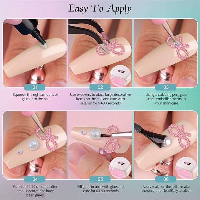 Artdone Nail Art Studs Kit, 2 boxes Multicolor 3D Charms Flower Butterfly Snake Rabbit Diamond Cute Nail Jewels for DIY Decoration with Pickup Tools