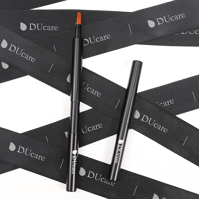 DUcare Lip Brush Retractable Professional Lipstick Brush Travel Portable Vanity lip scrub brush Gloss Makeup Brush Tool (Black)