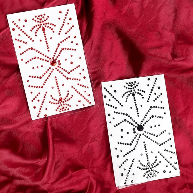 Face Jewels Stick on Face Costume Black Red Gems Self-Adhesive Makeup Halloween Dress Up Rhinestone Stickers for Festival Holiday Party Accessories (blackred_spider)