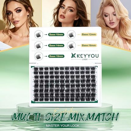 Lash Clusters,96 Pcs Cluster Lashes D Curl 10-18MIX DIY Lash Extensions Eyelash Clusters,KEYYOU Volume Wispy Individual Lashes Soft&Comfortable Easy DIY at Home(Y30,D-10-18MIX)