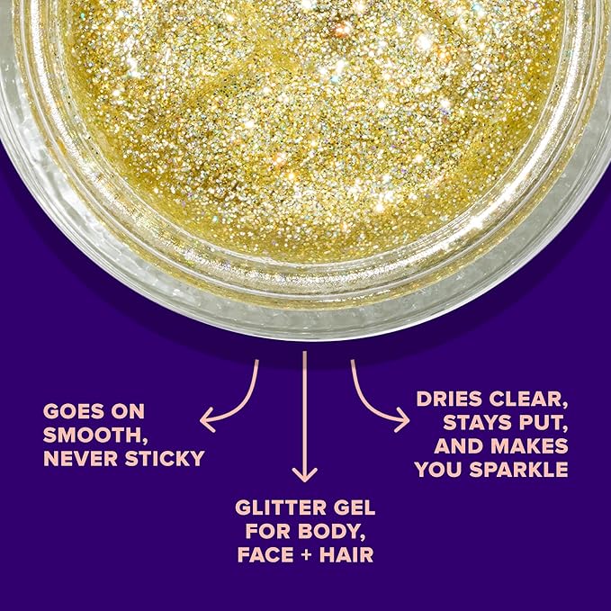 UNICORN SNOT Holographic Face Glitter & Body Glitter Gel: Glitter Makeup, Hair Glitter, Festival Rave and Anime Cosplay, Halloween Costume Makeup - Vegan & Cruelty Free, 1.7 oz Gold Glitter (Bling)