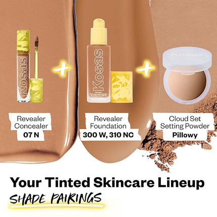 Kosas Revealer Concealer - Medium Coverage Makeup with Hyaluronic Acid, Conceals Dark Circles Under Eyes, Dark Spots and Blemishes + Brightens, Hydrates, Long-Lasting & Vegan, (Tone 07 N)