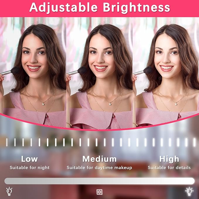 22x17 Inch Lighted Vanity Mirror with Dimmable LED Lights - 3 Color Modes, Smart Touch Control & 360° Rotating Base - Desk Makeup Mirror (White)