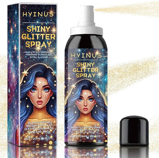 Body Glitter Spray, Glitter Spray for Hair, Body & Clothes | Quick-Drying, Long-Lasting Sparkle | Perfect for Festivals, Christmas, Parties & Cosplay- 1 Pack (Gold, 120ml)