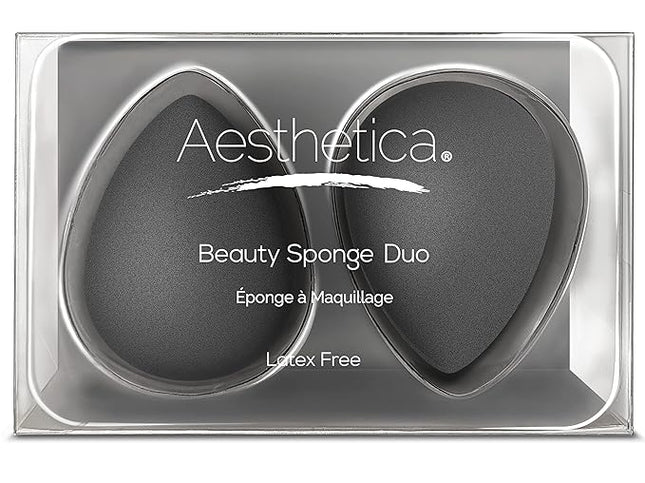 Aesthetica Cosmetics Beauty Sponge Blender - Latex Free and Vegan Makeup Sponge Blender - For Powder, Cream or Liquid Application (2 PACK)