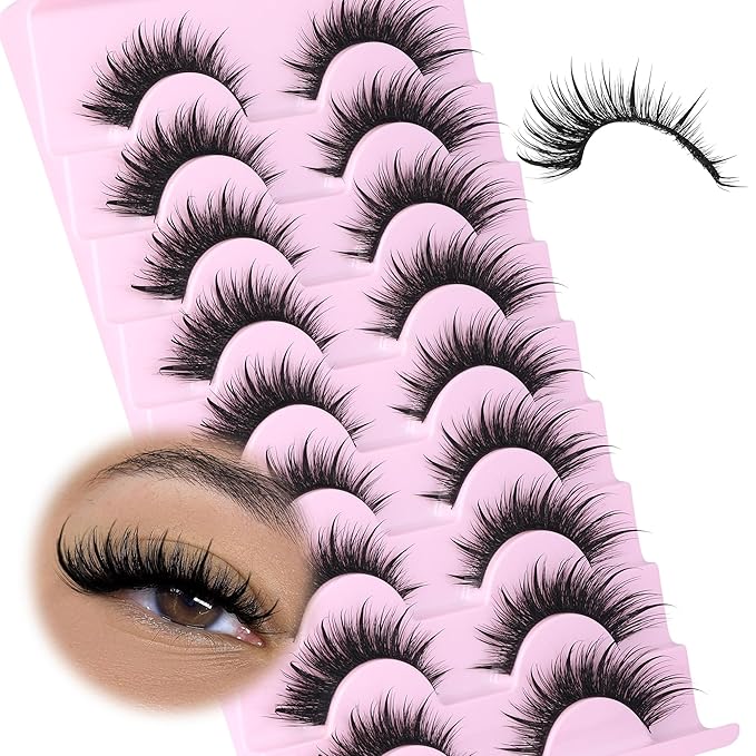 Cat Eye Lashes Manga False Eyelashes Wispy Lashes Strips Anime Fake Eyelashes with Spikes Wispy Lashes 9 Pairs Faux Mink Lashes 8-16mm Lash Extension by ALPHONSE