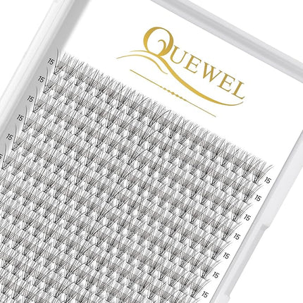 QUEWEL Cluster Lashes 240Pcs Individual Lashes 10D 0.10C Curl 15mm Knot-Free Lash Extensions Clusters Lashes Soft&Natural False Eyelashes Individual DIY Eyelash Extension at Home(10D 0.10C 15)