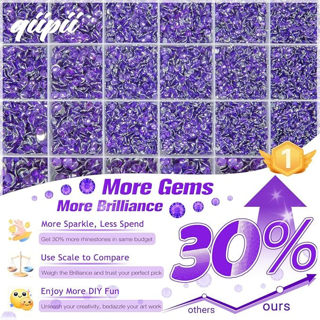 qiipii Dark Purple Crystal Resin Rhinestones w B7000 Glue for Bedazzling Crafting 2mm-6mm Flatback Stones Diamonds Crystals Gems Bedazzler Kit for Nails Face Eyes Makeup Tumblers Bottles Crafts Shoes
