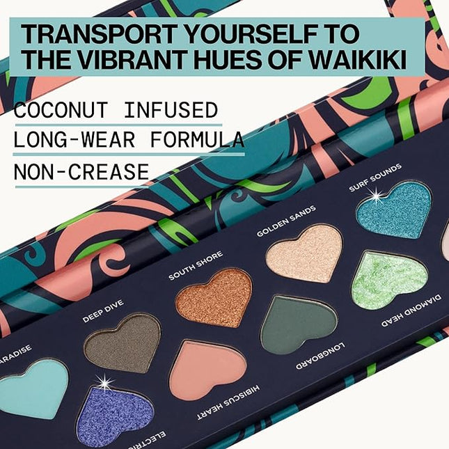 Pacifica Eyeshadow Palette – Waikiki Mineral Eyeshadow, Blendable Shimmer & Matte Shades w/Velvet Matte, Shimmer & Metallic, Cocoa Butter Infused, Talc-Free, Vegan & Cruelty-Free, 0.24 oz 10 Shades