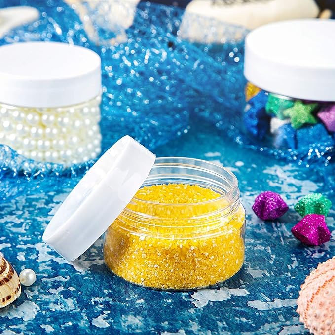 SATINIOR 24 Pieces Empty Clear Plastic Jars with Lids Round Storage Containers Wide-Mouth for Beauty Product Cosmetic Cream Lotion Liquid Butter Craft and Food (White Lid, 1 oz)