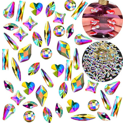Massive Beads Mixed Flat Back Crystal Rhinestones Gems for 3D Nail Art Phone DIY (10Shapes, MIX SHAPE 2)