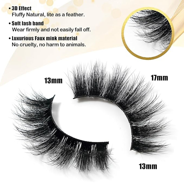 False Eyelashes 5D Fluffy Thick Dramatic Soft Faux Mink Lashes Volume Long Natural Wispy Reusable Makeup Fake Eye Lashes Pack 7 Pairs Happy Heartbeat(No.363)