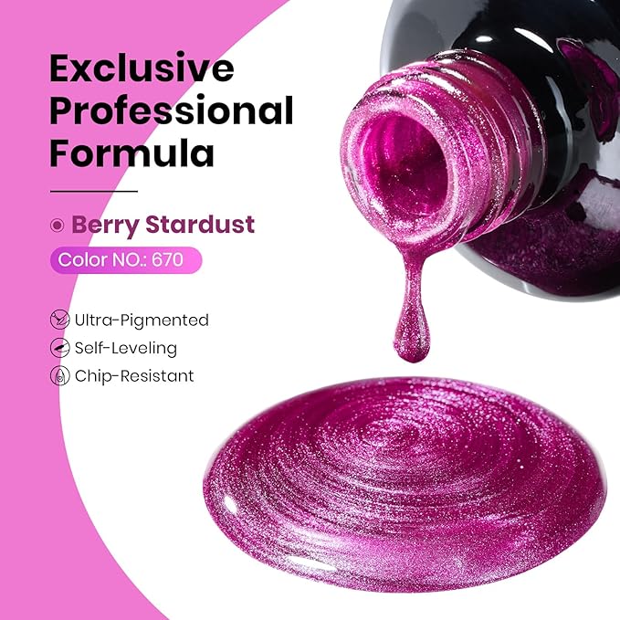 Beetles Hot Pink Gel Nail Polish - 15ML Summer Hot Pink Cat Eye Glitter Gel Polish with Magnet Soak Off UV Shimmer Velvet Gel Berry Stardust Series French Nail Art Manicure Gifts for Women