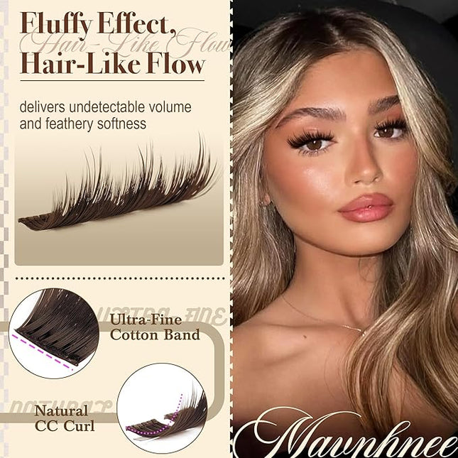 Brown Lash Clusters Spiky Volume Cluster Eyelash Extensions Fairy Spikes Dark Brown Wispy Thick Cluster Lashes Extensions Wide-Band Spiky Fluffy Eyelash Clusters (90 Pcs, CC Curve, 10-16MM)
