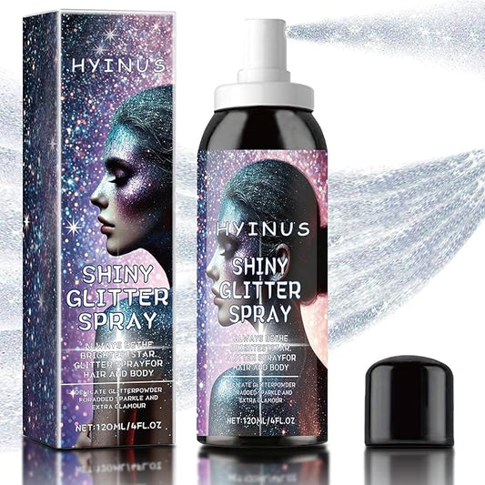Body Glitter Spray, Glitter Spray for Hair, Body & Clothes | Quick-Drying, Long-Lasting Sparkle | Perfect for Festivals, Christmas, Parties & Cosplay- 1 Pack (Silver, 120ml-B)