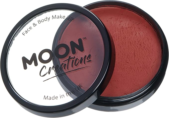 Pro Face & Body Paint Cake Pots by Moon Creations - Dark Red - Professional Water Based Face Paint Makeup for Adults, Kids - 1.26oz