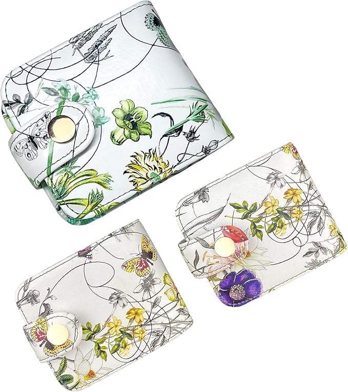 Cockatoo Leather Lipstick Case with Mirror Makeup Holder Portable Small Cosmetic Bag for Women More Colors