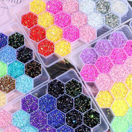 24 Gird Jelly AB Crystals Resin Nail Beauty DIY Jewelry Accessories Rainbow AB Resin Flatback Rhinestones Kit, Jelly Rhinestones Mixed Color Round Shape for Nail Crafts Tumbler (B-4mm)