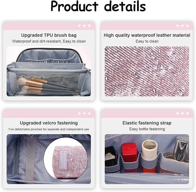 Travel Makeup Bag Cosmetic Bags for Women: 3 Sets Large Capacity Make up Bag - Portable Toiletry Bags with Handle for Women(05-Purple)