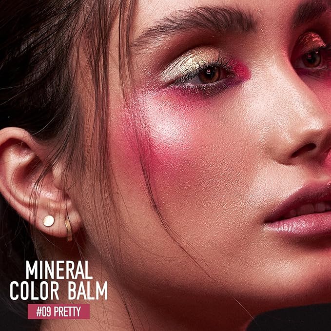 KYDA Mineral Color Balm, SPF 35, Buildable Shimmer Color for Lip and Cheek, Natural Shimmer Cream Blush Stick, Lightweight Blendable, Multiuse Makeup Balm, PRETTY