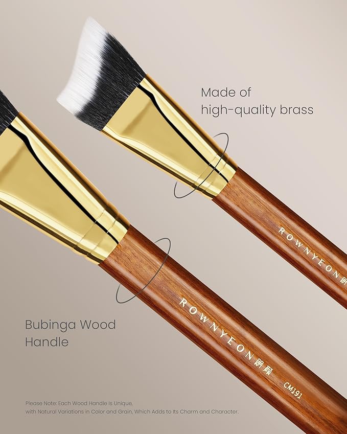 Desert Oak Series Terraced Contour Brush - 27mm Dual-Height Design with 5mm Flat Edge & 22mm Slope for Precision Sculpting, Bubinga & Brass (CM 191)