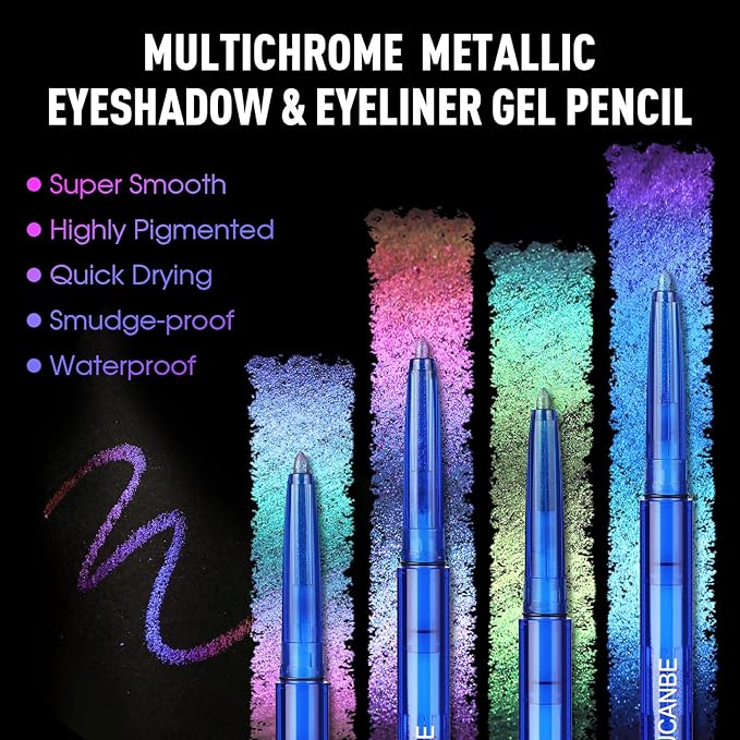 UCANBE Chameleon Eyeshadow & Eyeliner Gel Pencil-Multichrome Shifting Colors Metallic Glitter Eye Makeup,Waterproof Long-Lasting Smudge-Proof Multi-Dimensional Color (Periwinkle Blue to Deep Amethyst)