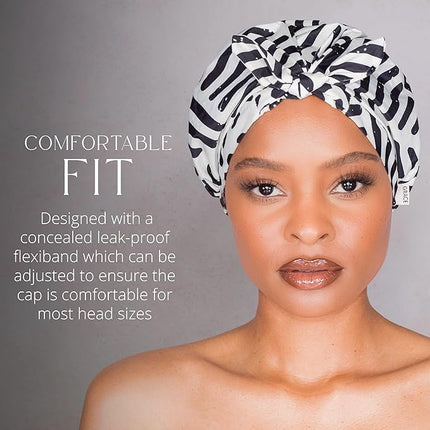 GRACE & COMPANY Luxury Shower Cap For Women - 100% Waterproof, Reusable, Washable & Breathable Shower Caps - Waymaker